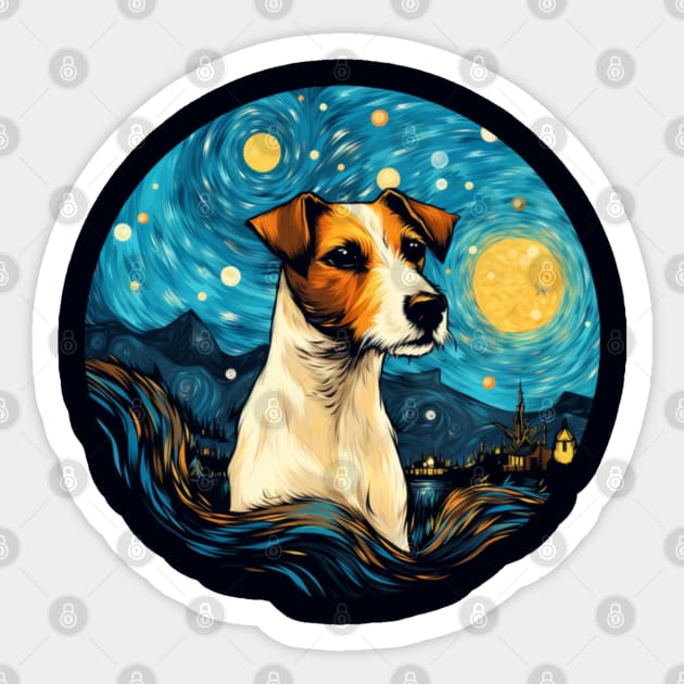 Jack Russell Terrier, van gogh style, starry night, Post-impressionism Sticker by Pattyld